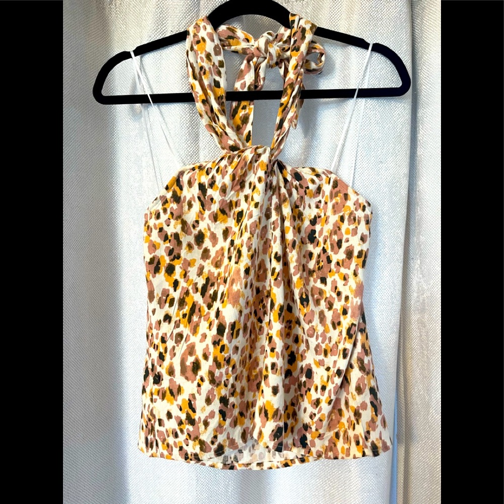 Halter top - flowy - crop - cheetah - medium